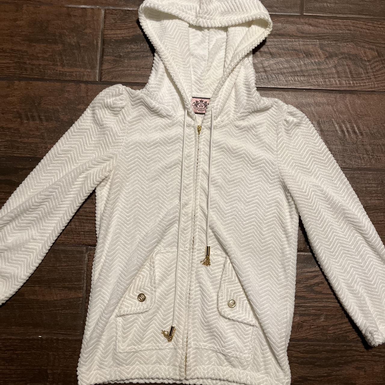 Vintage Juicy Couture White Terry S Full Zip Jacket... - Depop