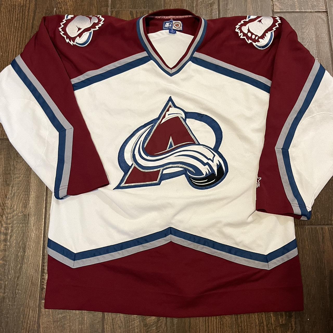 Vintage Starter Colorado Avalanche White NHL Hockey Jersey Size XL 