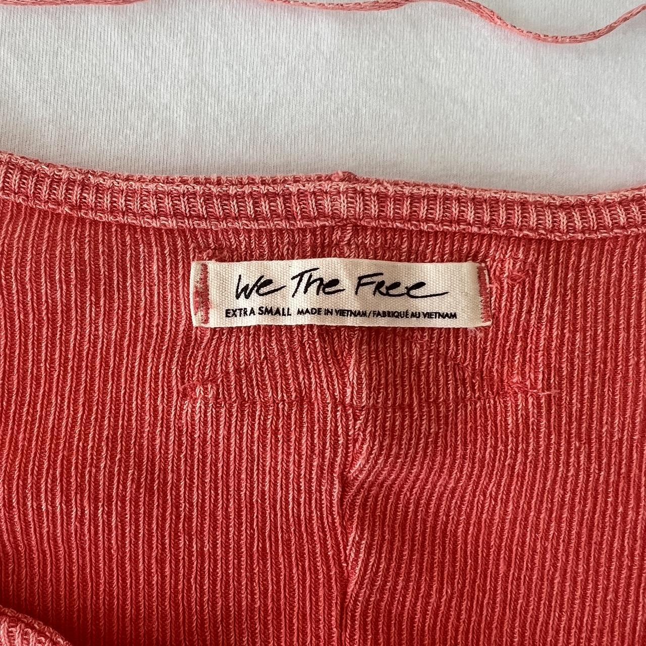 Free People Women's Pink and Orange Shirt Depop