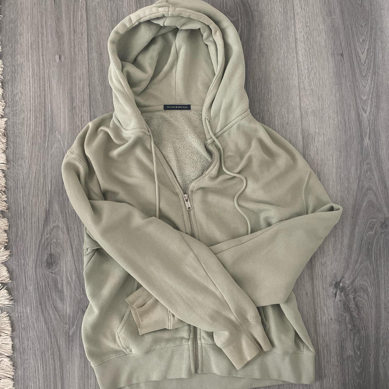 oversized brandy melville zip up! light green, in... - Depop