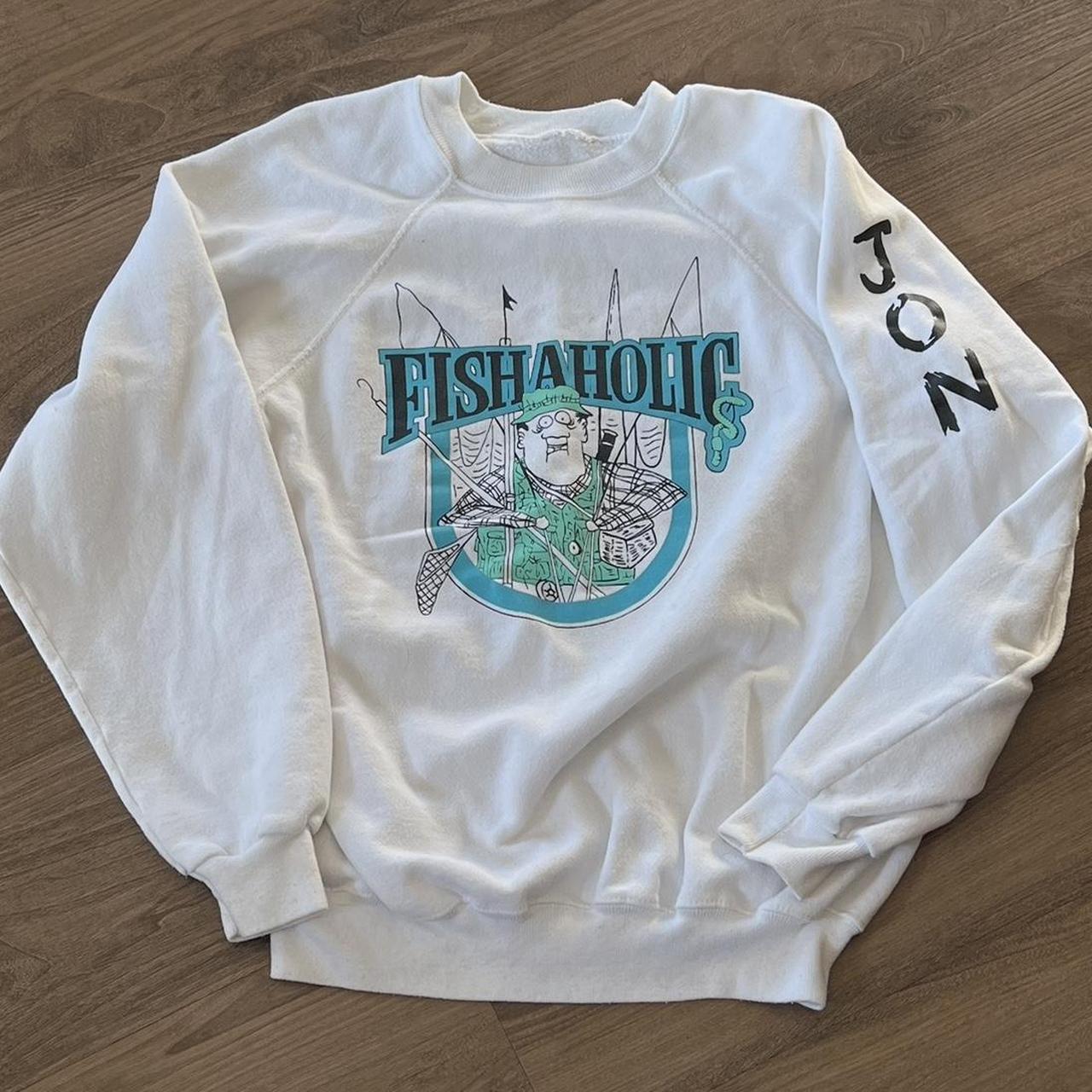 Vintage fishing crewneck sweatshirt from early 90s - Depop