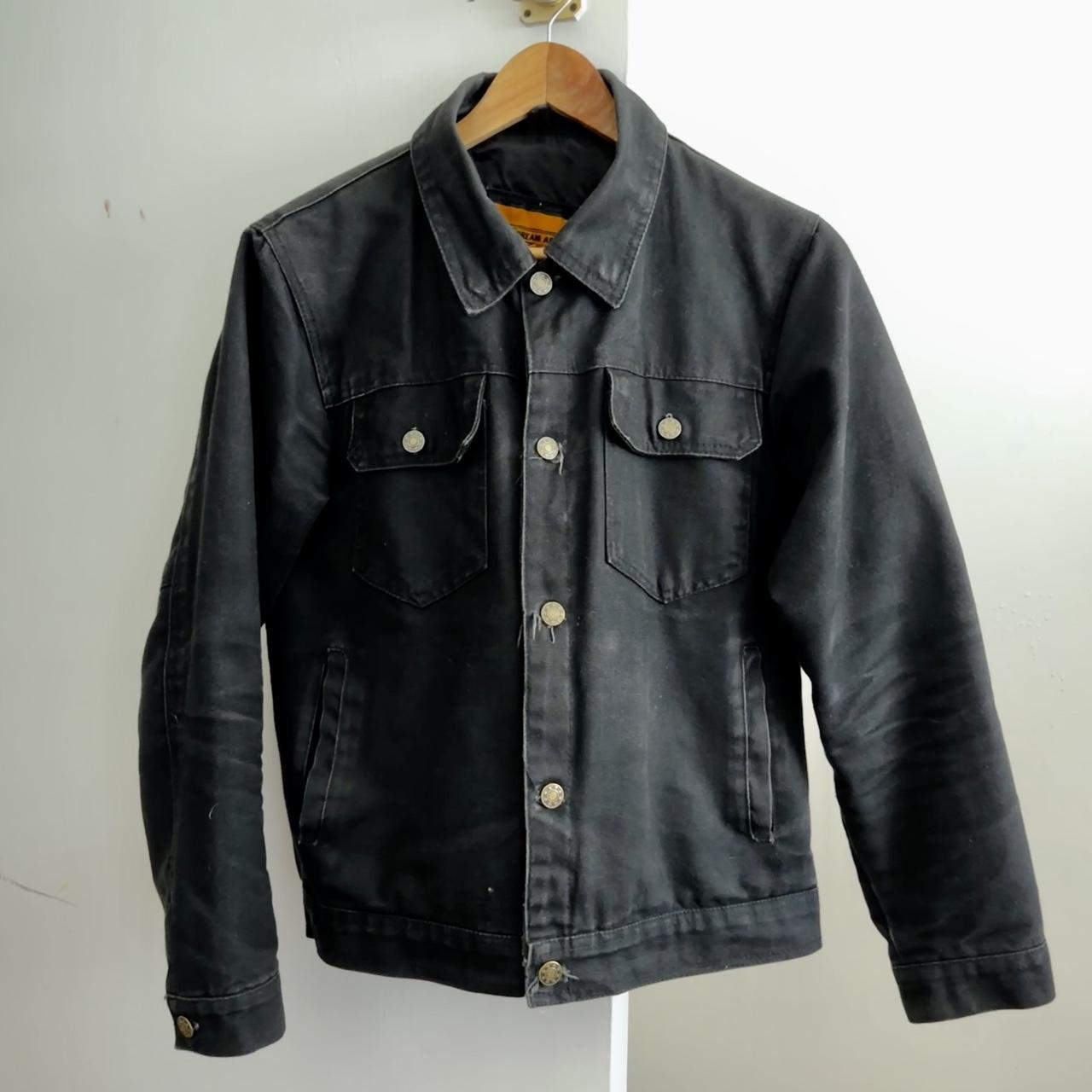 Cool black denim jacket with satin lining. 2 side,... - Depop