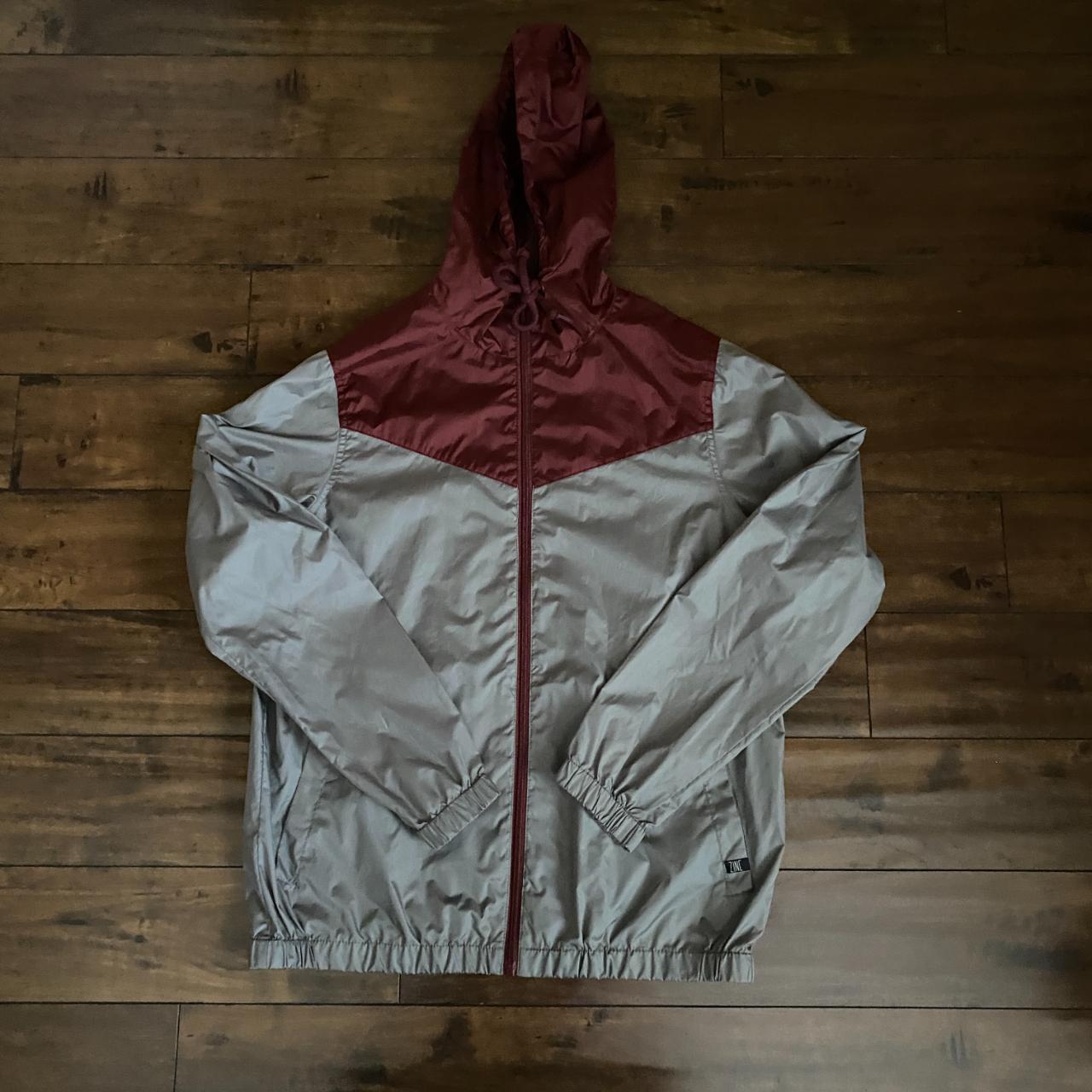 Zumiez Men's Grey and Burgundy Jacket Depop
