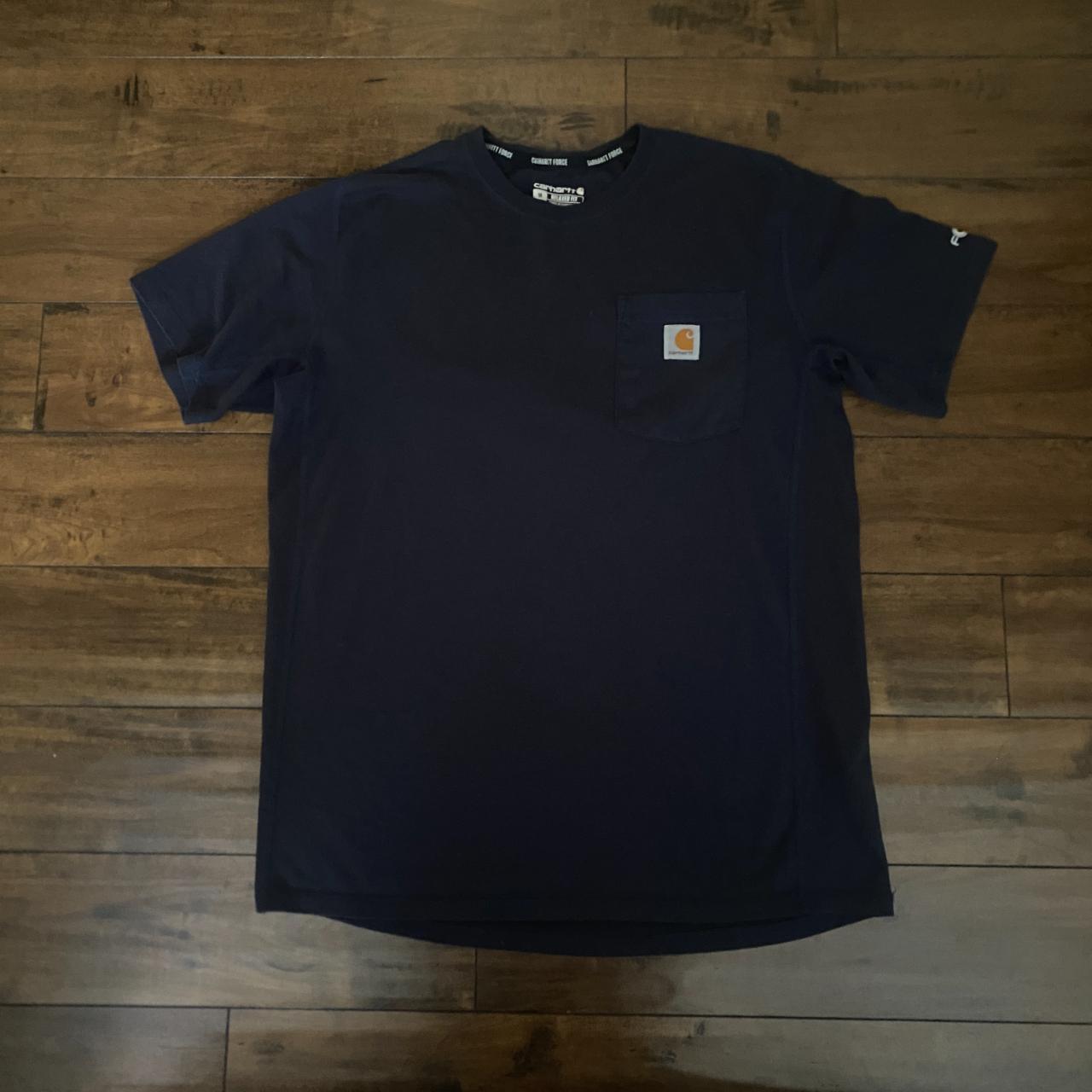 Vintage Navy Heavyweight Carhartt Work T-Shirt - No... - Depop