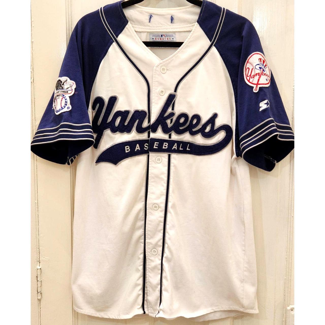 NEW YORK YANKEES 90s BASEBALL JERSEY SHIRT TOP STARTER SCRIPT