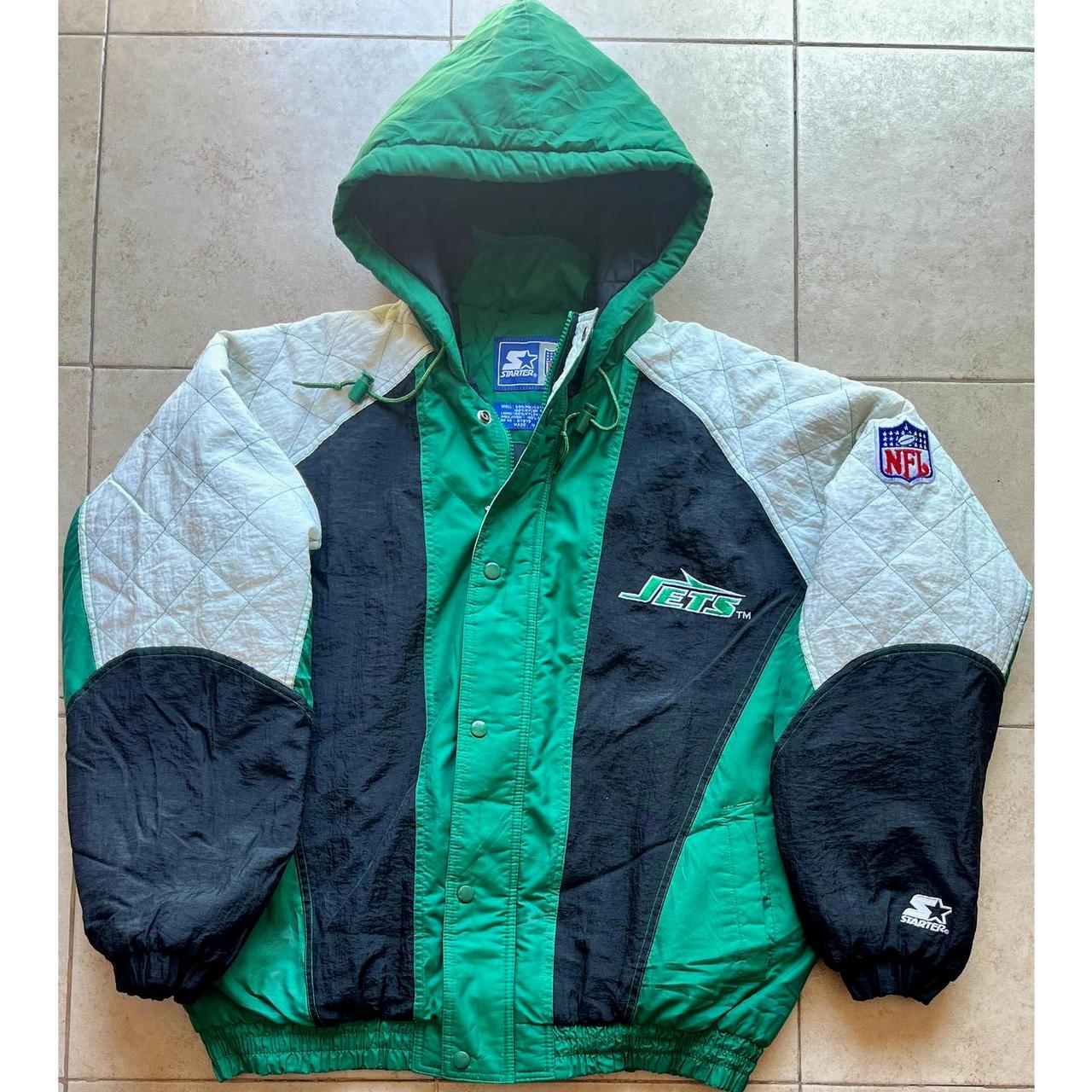 New York Jets Logo Vintage 90's Starter Zip Up Hoodie Parka Jacket