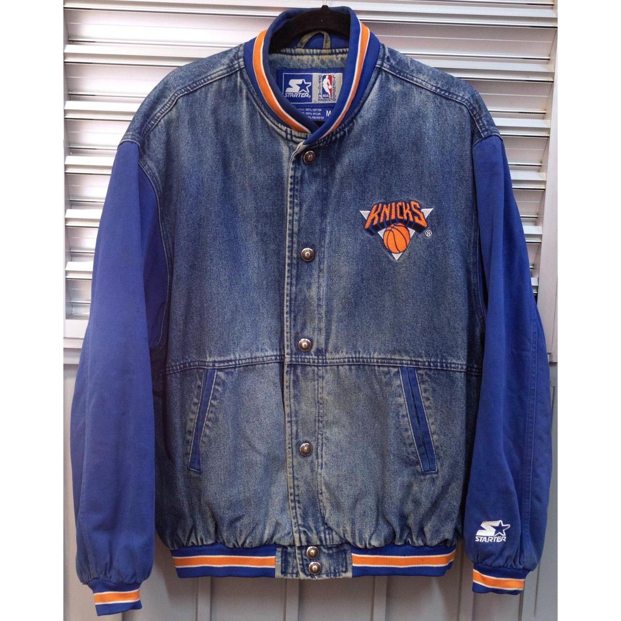 New York Knicks 90s STARTER denim bomber jacket L...