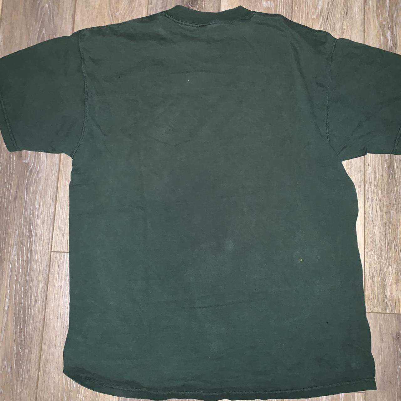 Fruit of the Loom Men's Green and Khaki T-shirt | Depop