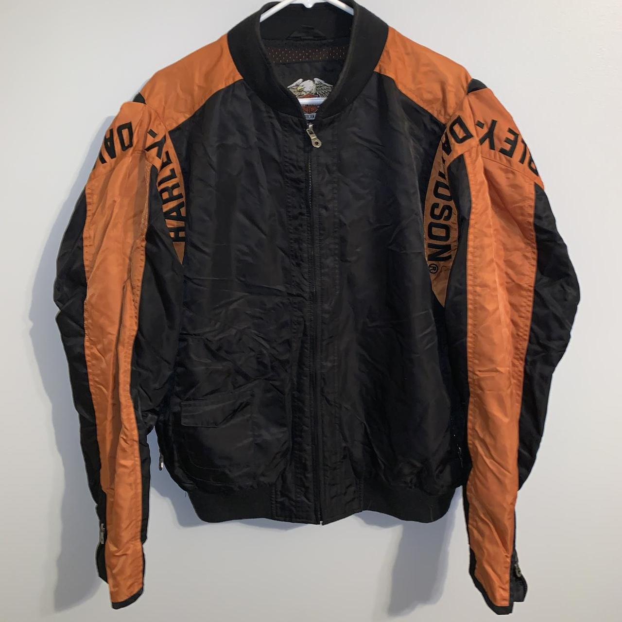 Harley Davidson Racing Jacket Black Orange Shield,... - Depop