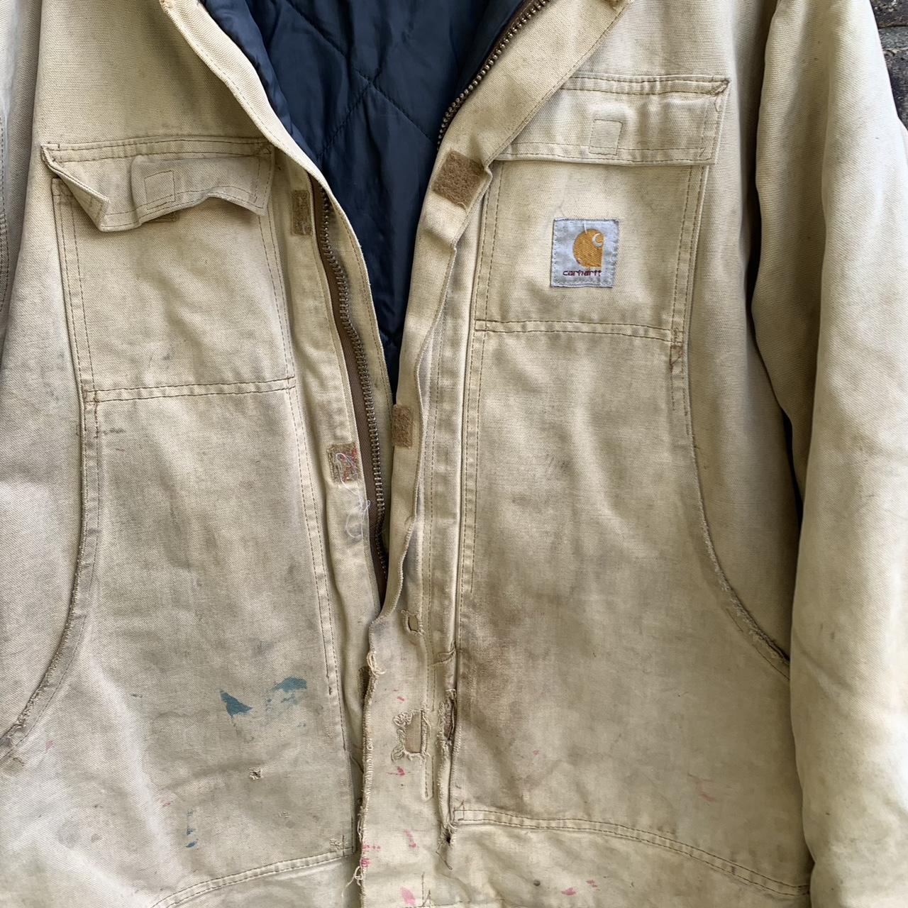 Vintage Distressed Carhartt Jacket Very Distressed... - Depop