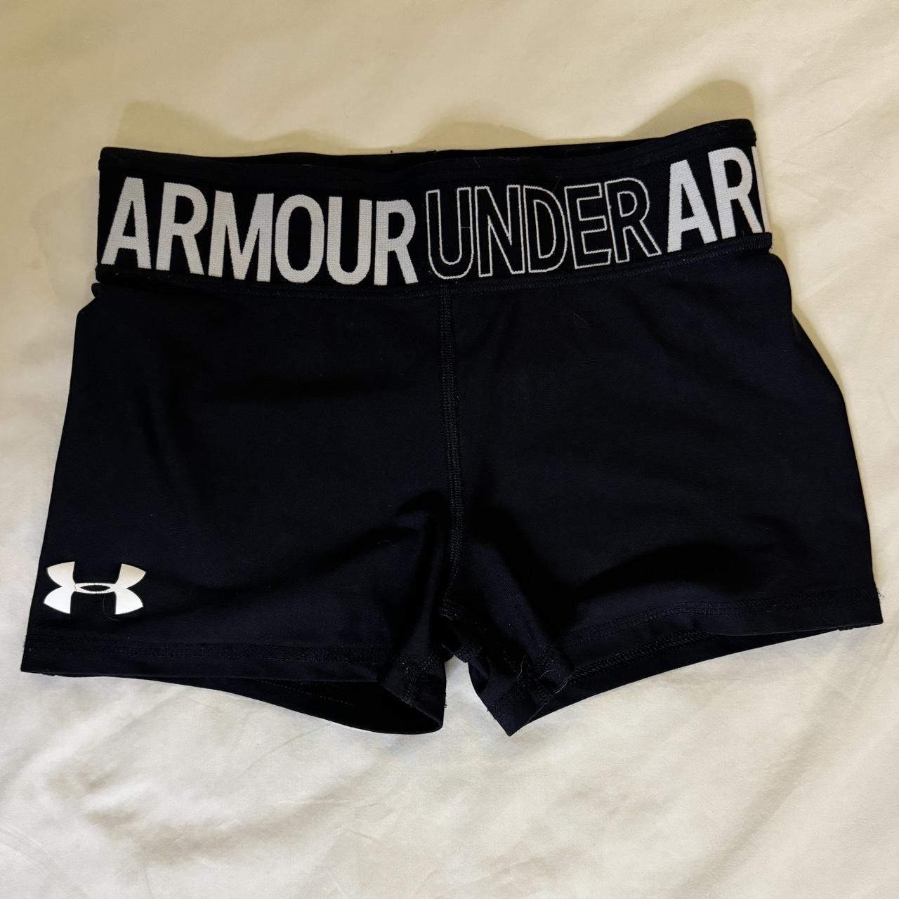 Under Armour black spandex shorts size:... - Depop