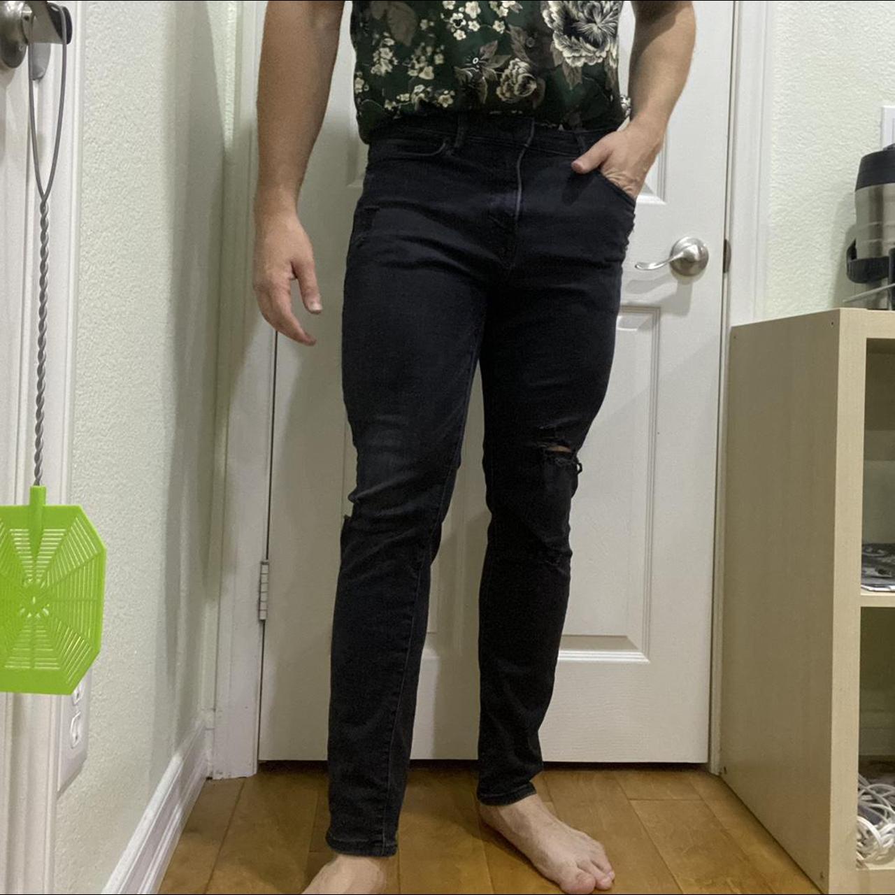 Express men’s distressed jeans in black wash. W... Depop