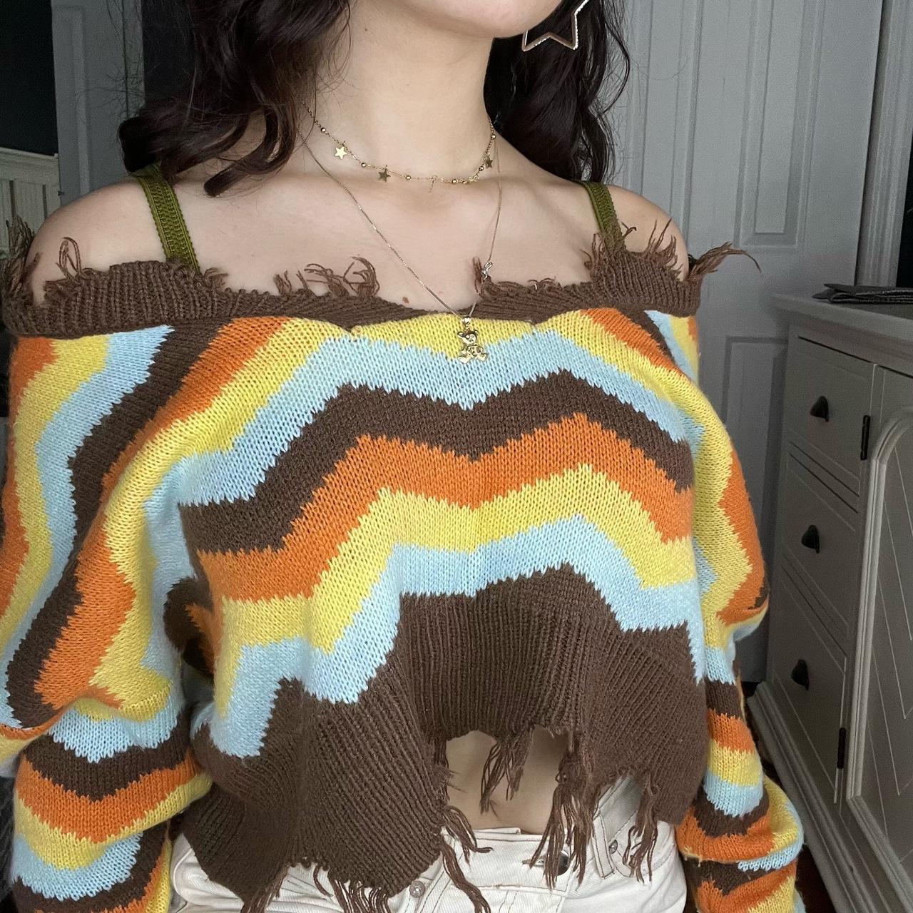 Multicolor 2025 distressed sweater