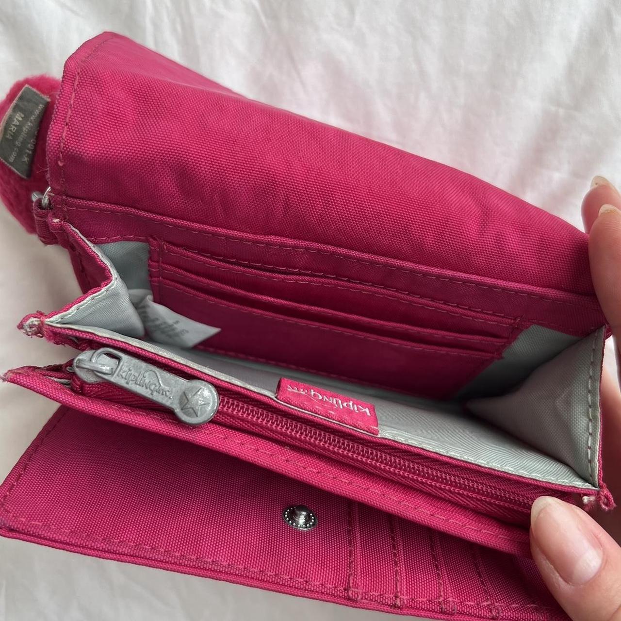 Kipling Trifold Hot Pink Wallet Tiny stain on... Depop