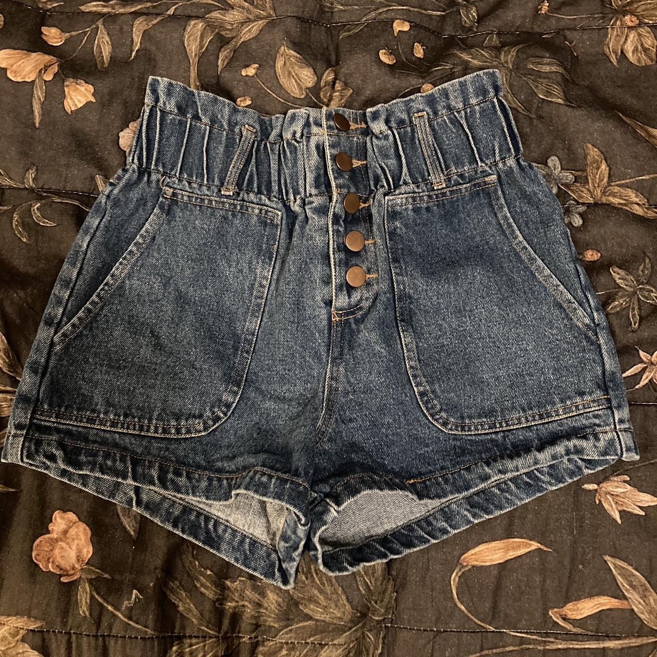 Honey Punch Women's Blue Shorts Depop