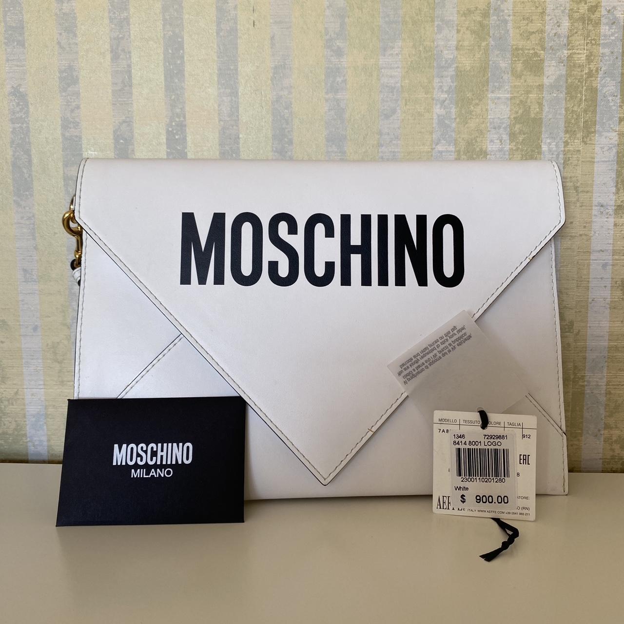 Moschino leather clutch envelope bag with