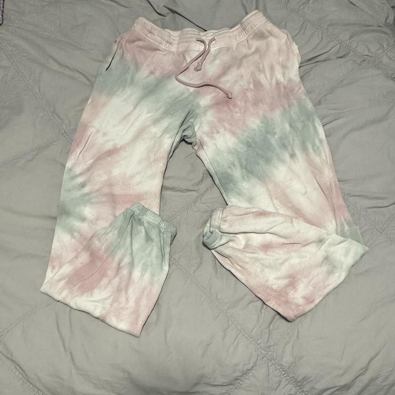 hippie rose tie dye sweatpants pink blue and Depop