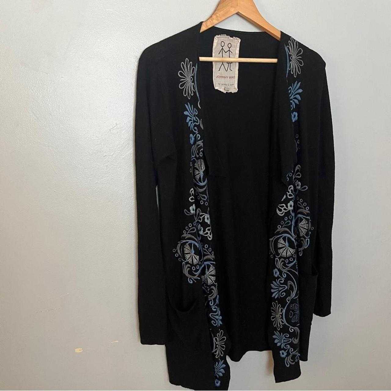 Johnny Was Womens Draped Cardigan Embroidered Open Front Sweater Duster shops Sz S