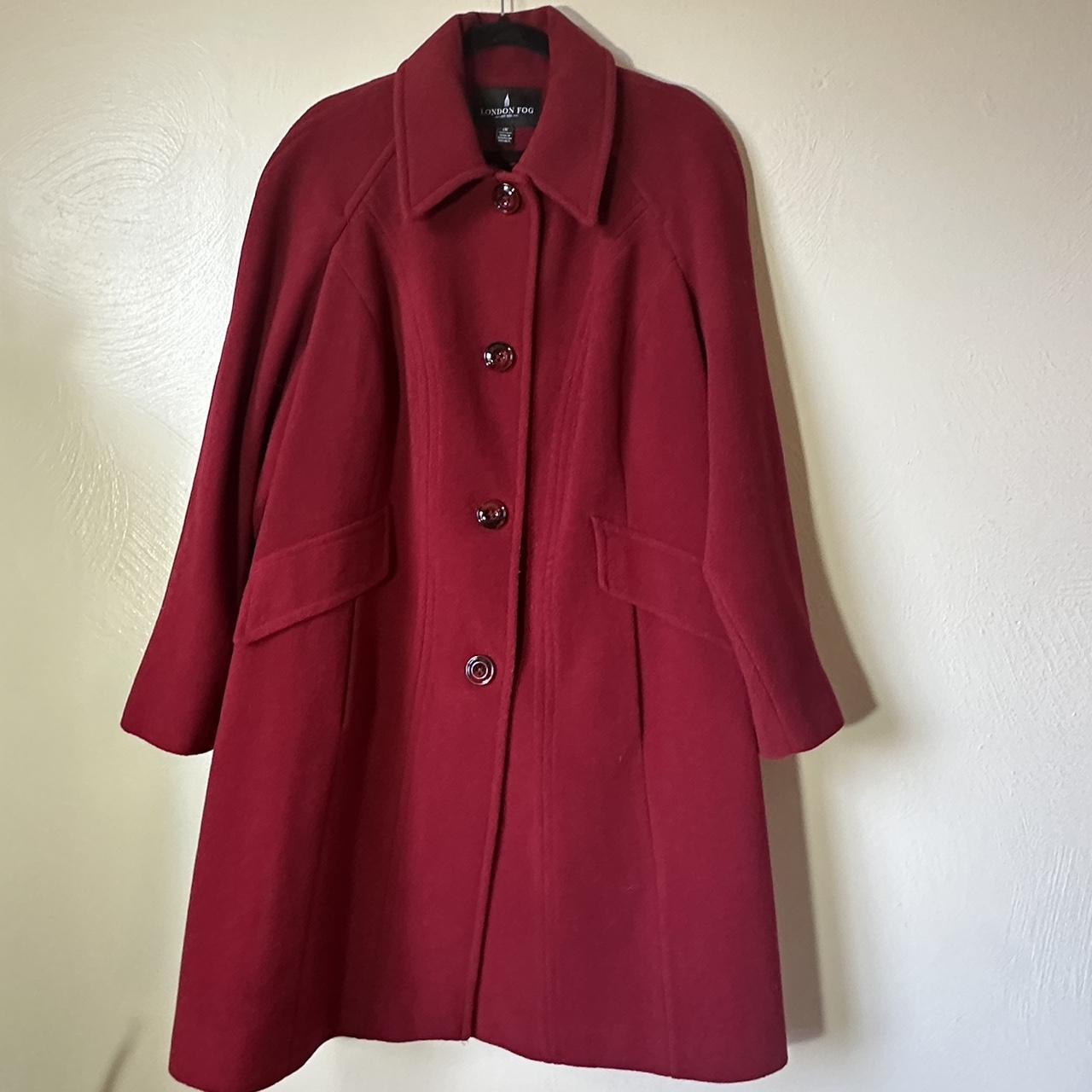 burgundy london fog peacoat plus-size it’s giving: -... - Depop