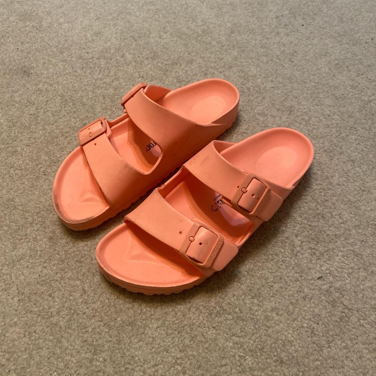 Birkenstocks Rubber, orange/pink/coral color size... Depop