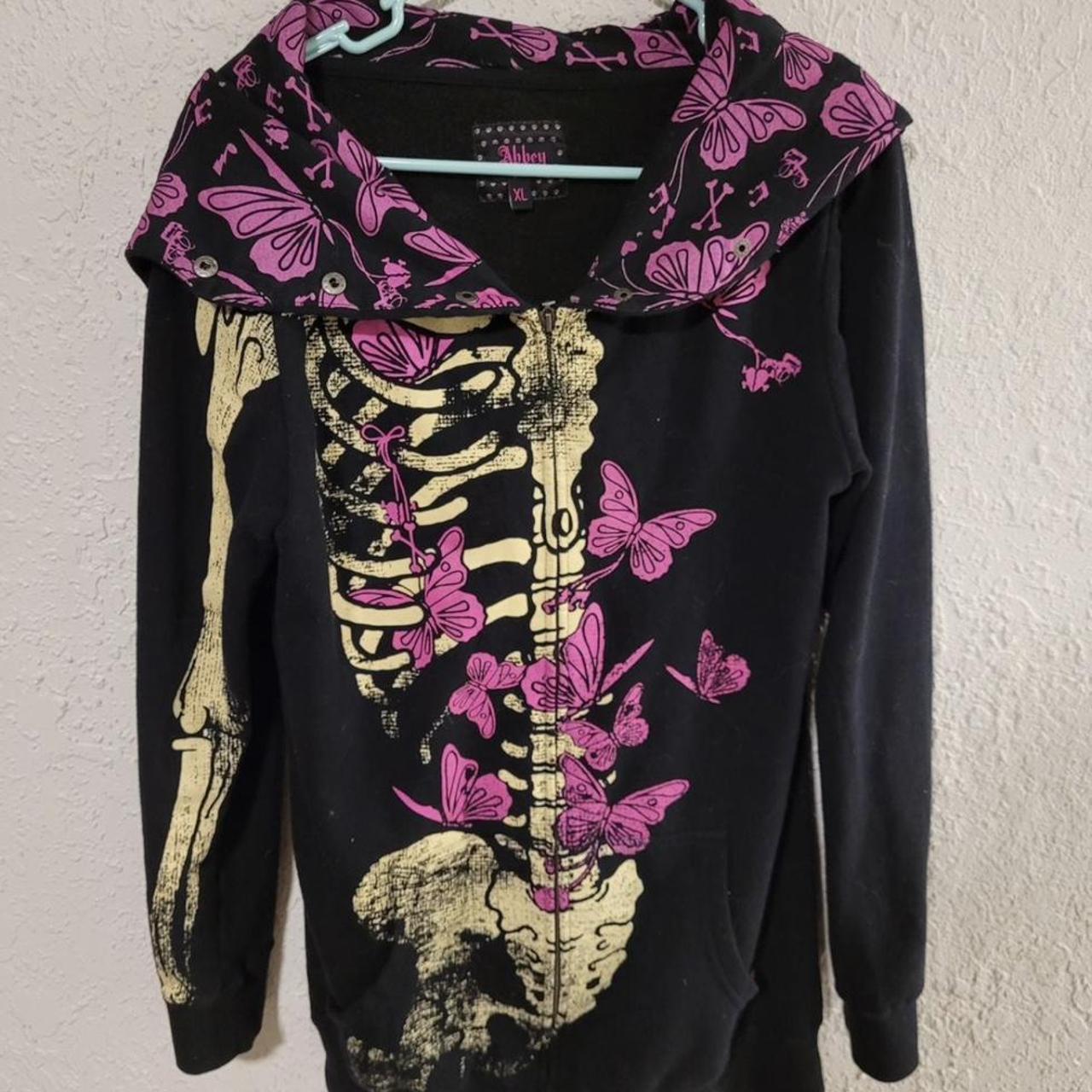 希少/Abbey Dawn スケルトン蝶デザインパーカー M Abbey Dawn Avril Lavigne butterfly skeleton zip up | Depop