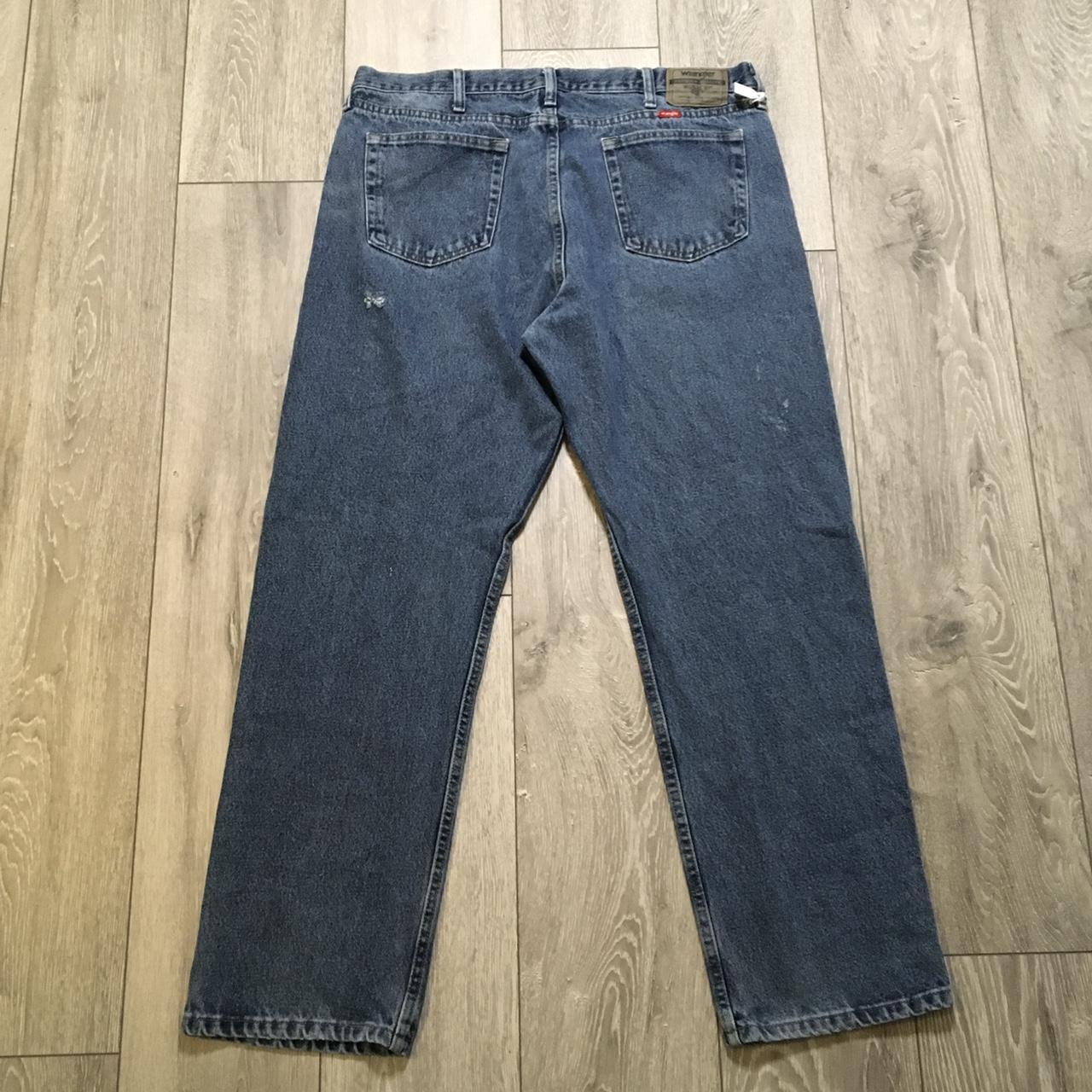 Wrangler Men's Blue and Navy Jeans | Depop