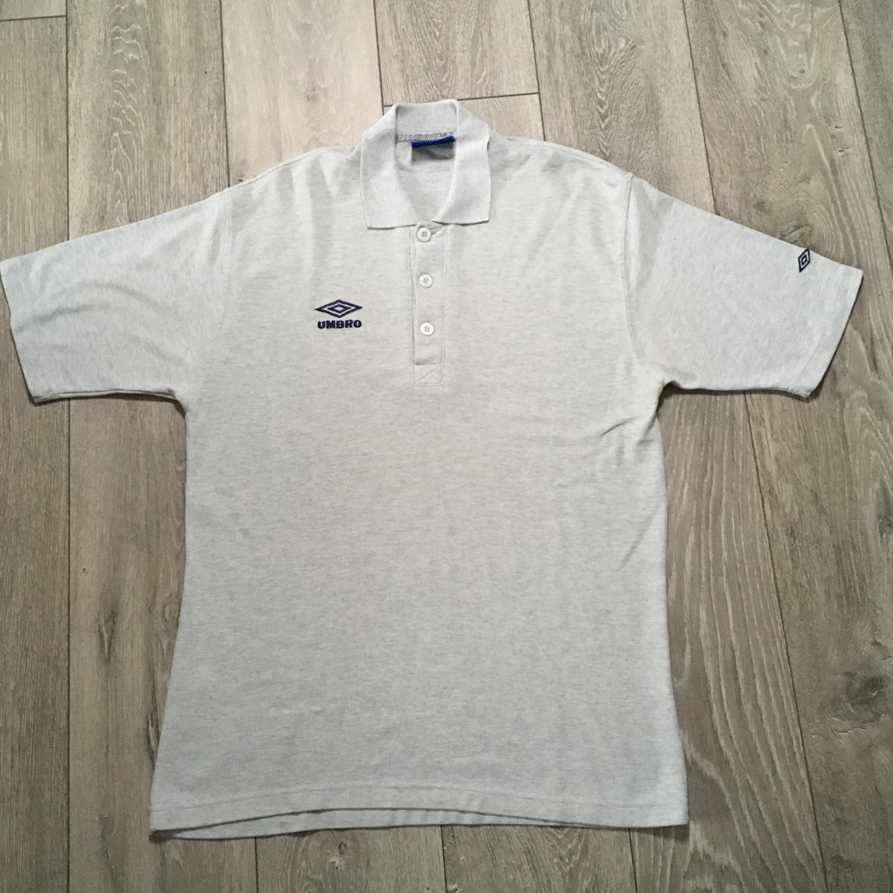 Umbro Shirt Mens Medium Grey 90s Polo Embroidered... - Depop