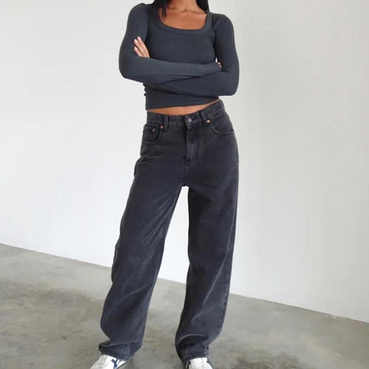 Motel Rocks Washed Black Straight Leg Jeans Low Rise Parallel