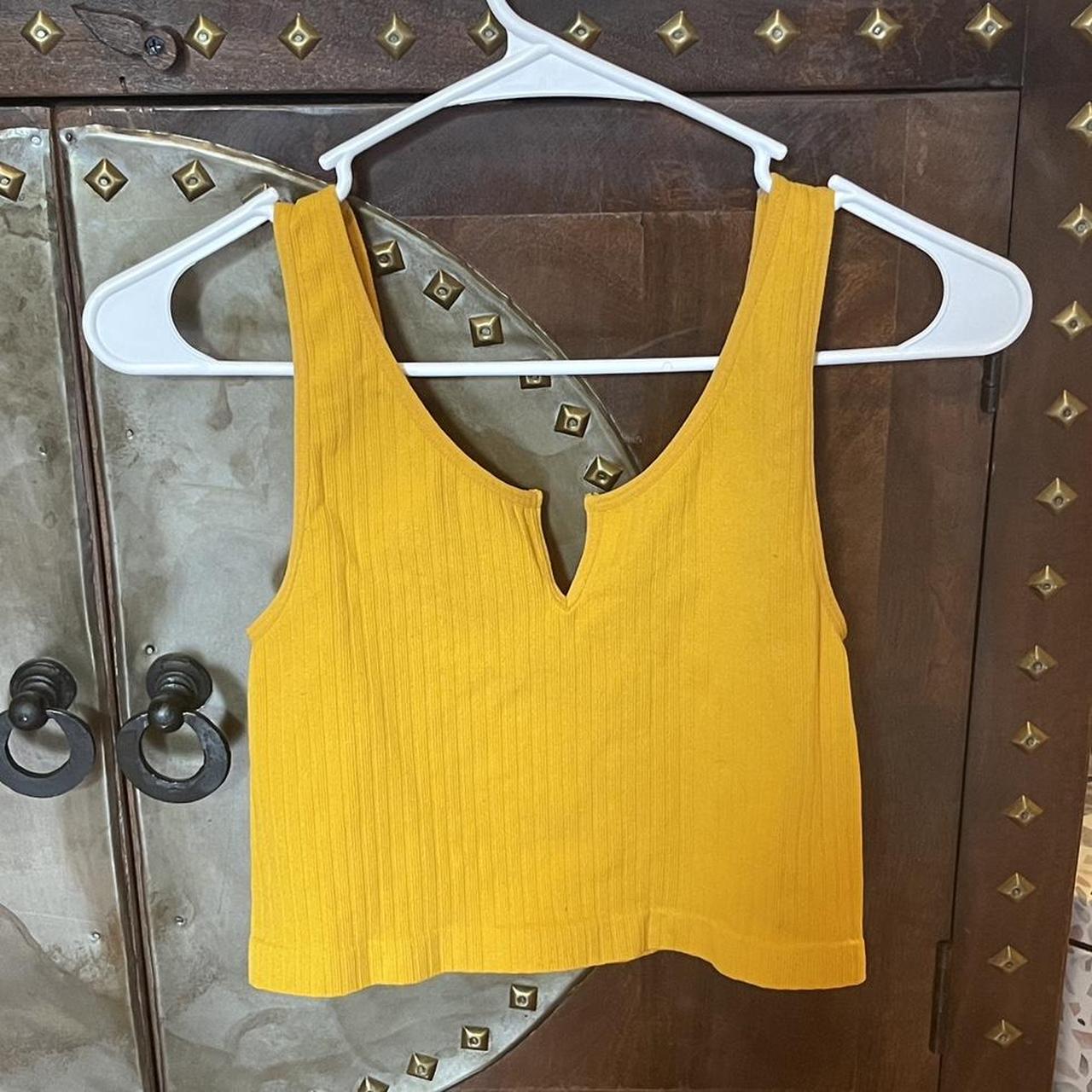 Stretchy yellow crop tank from Forever 21 Comfy and... Depop