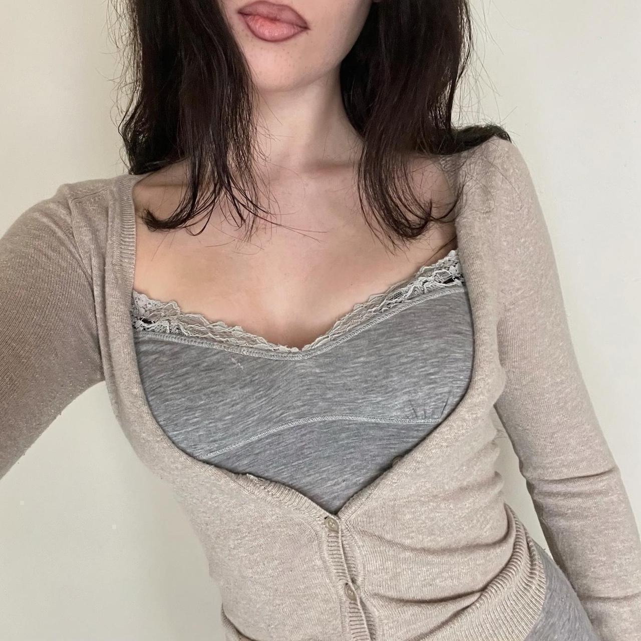 Women's Sweater - Tan - M – basic button knit swe… - image 1