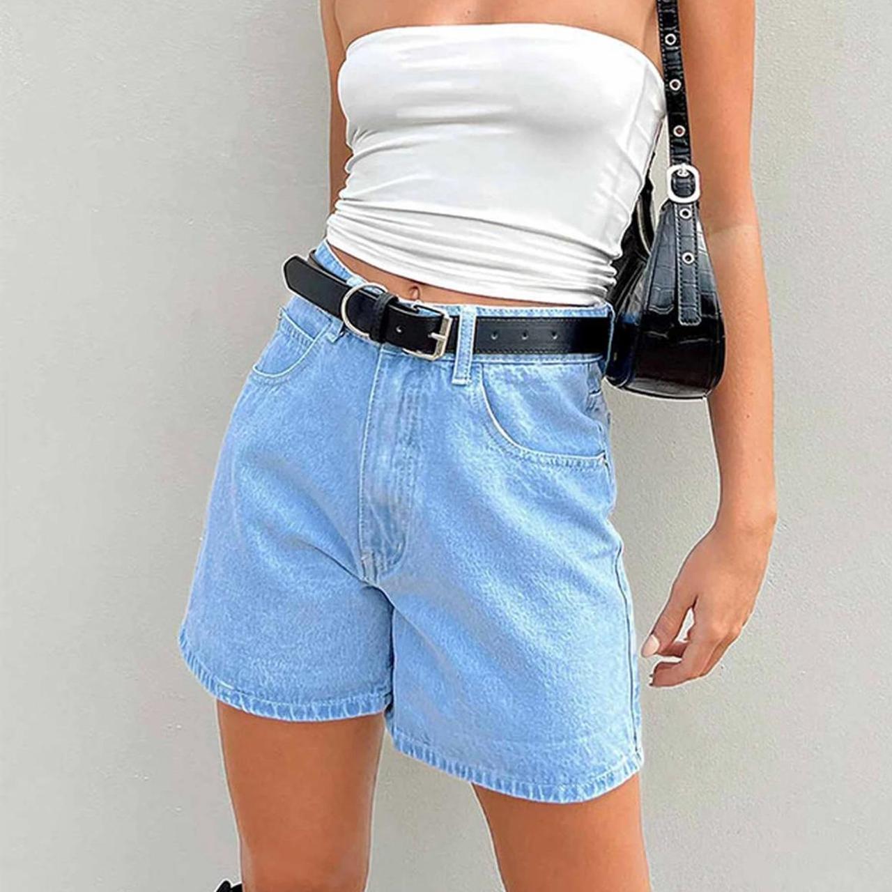 Light Blue Denim Swalla Shorts Princess Polly The Swalla Shorts