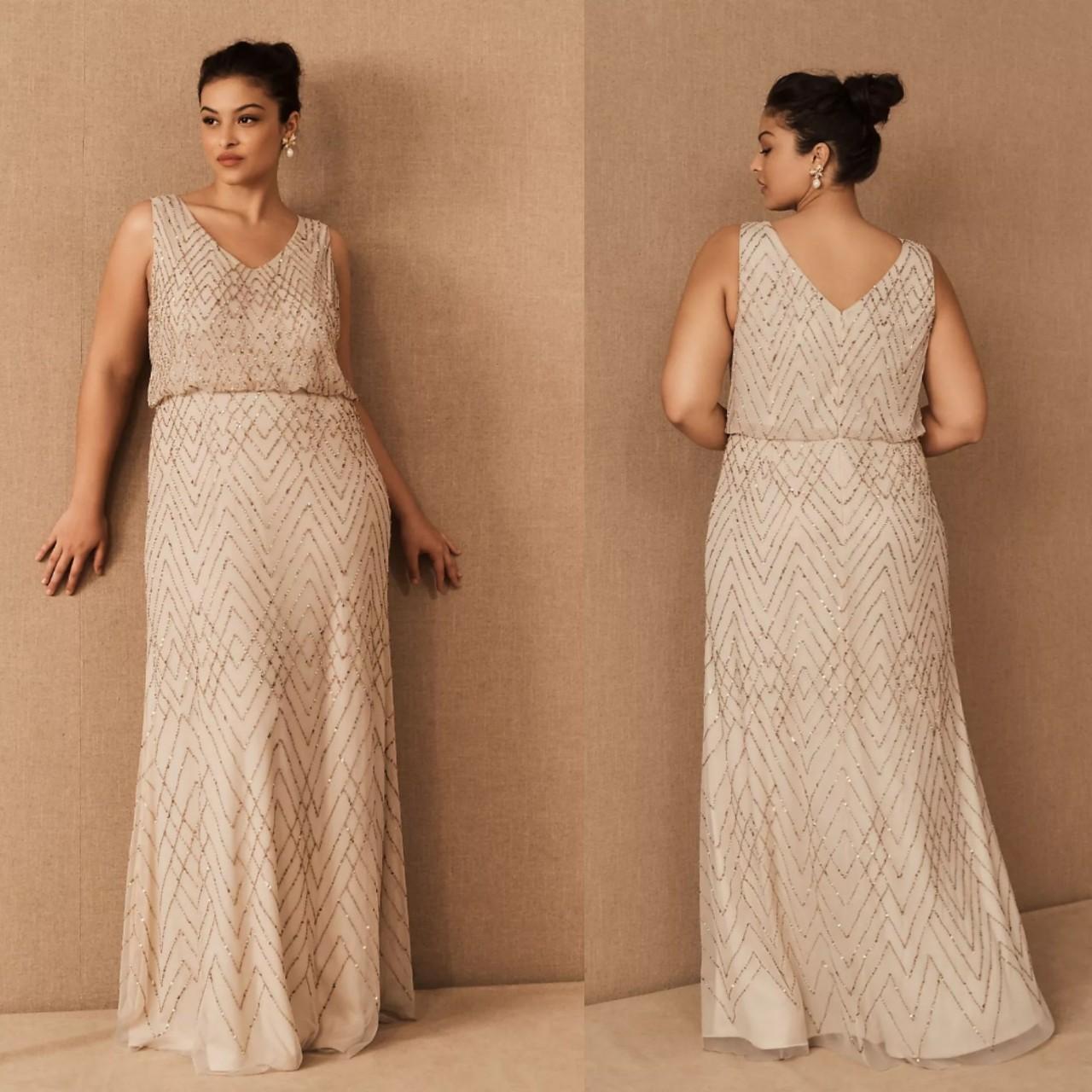 New BHLDN Anthropologie Blaise Grey Fully Beaded Blouson v-neck Maxi high quality Dress Gown