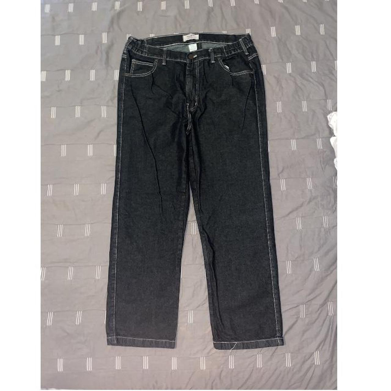 Duke black jeans with white stitching Loose fits,... - Depop