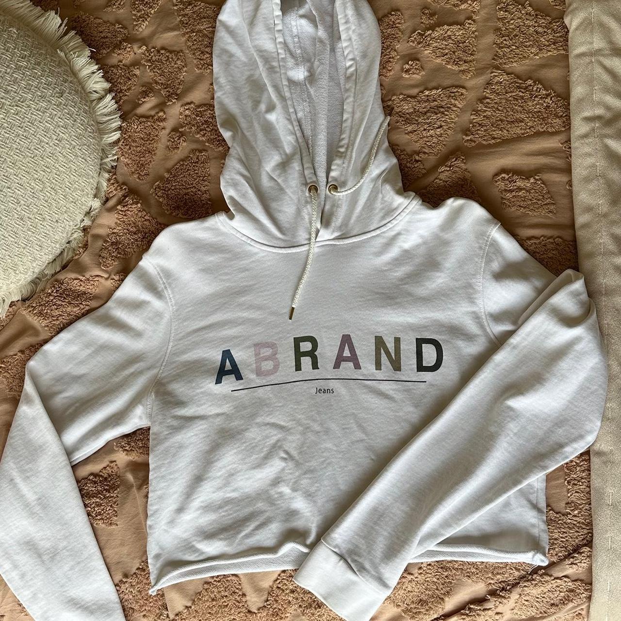 Abrand White cropped hoodie with a Depop