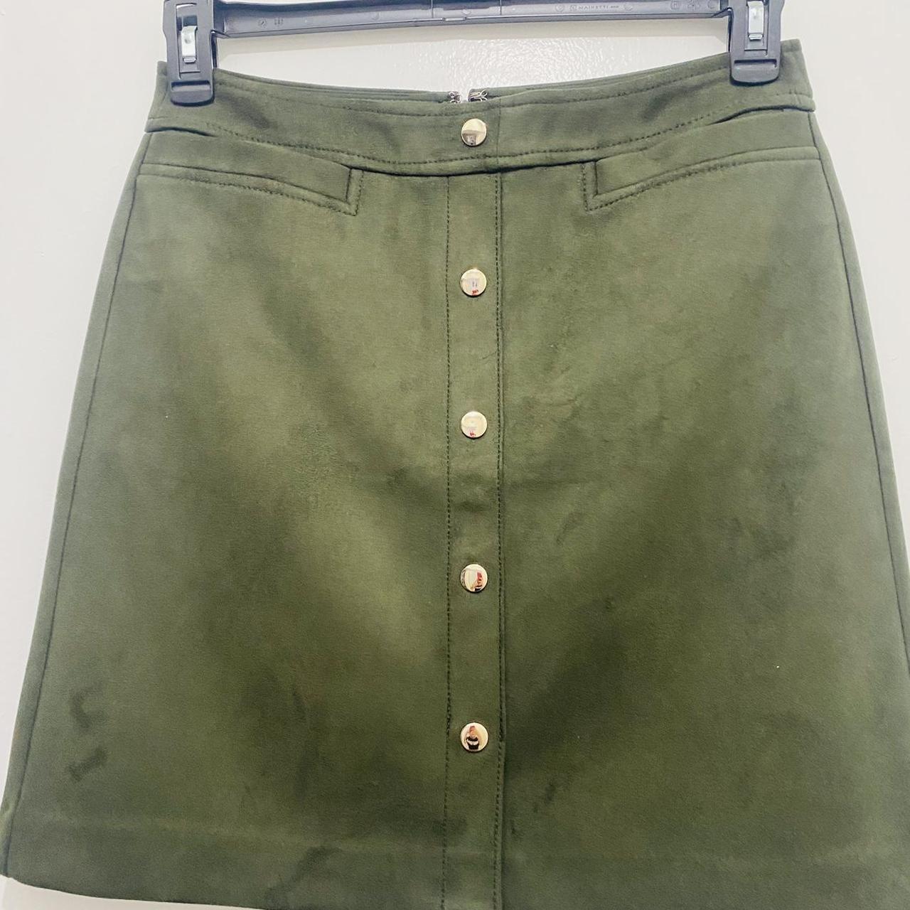 Faux suede shop olive green skirt