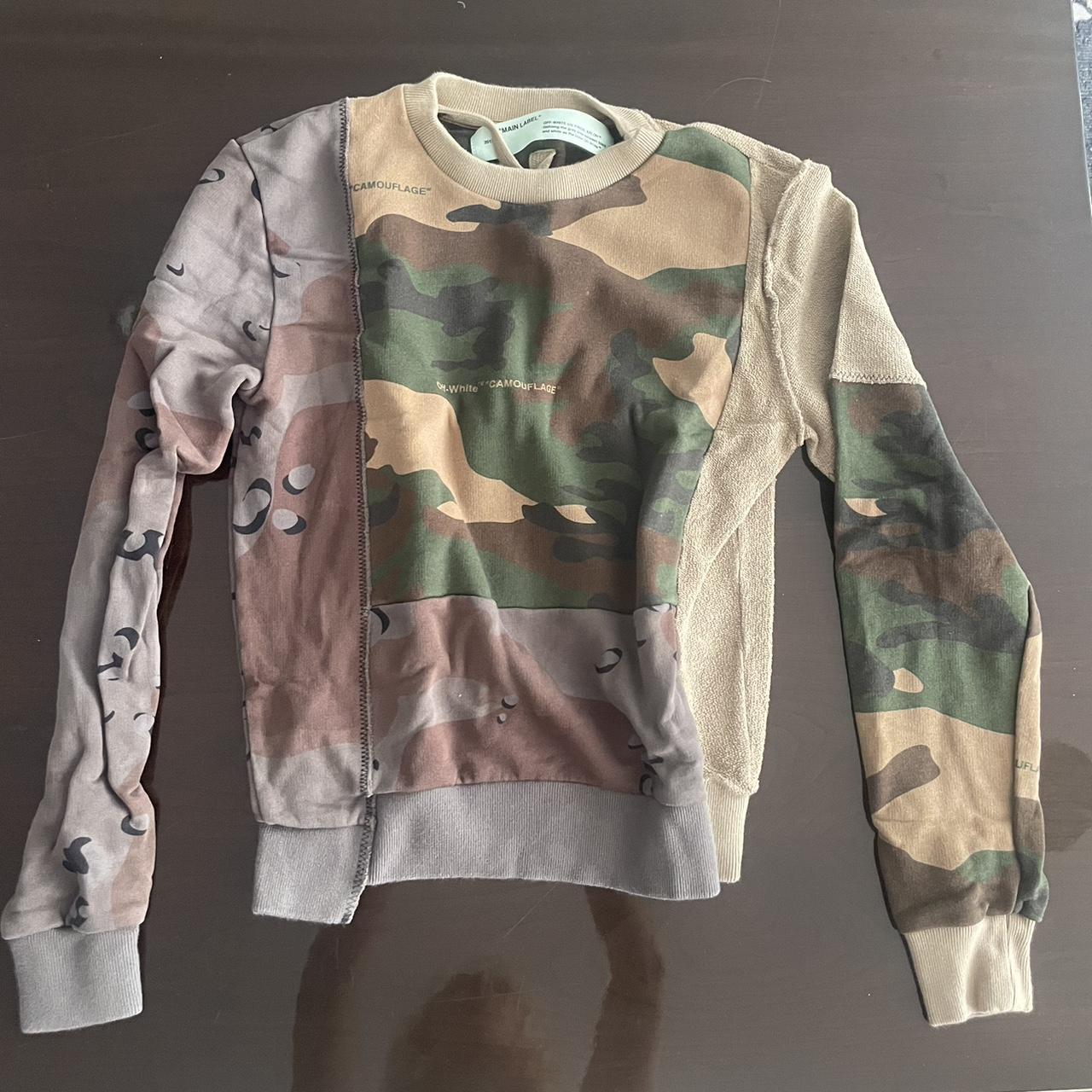 rare off white reconstructed camo crewneck