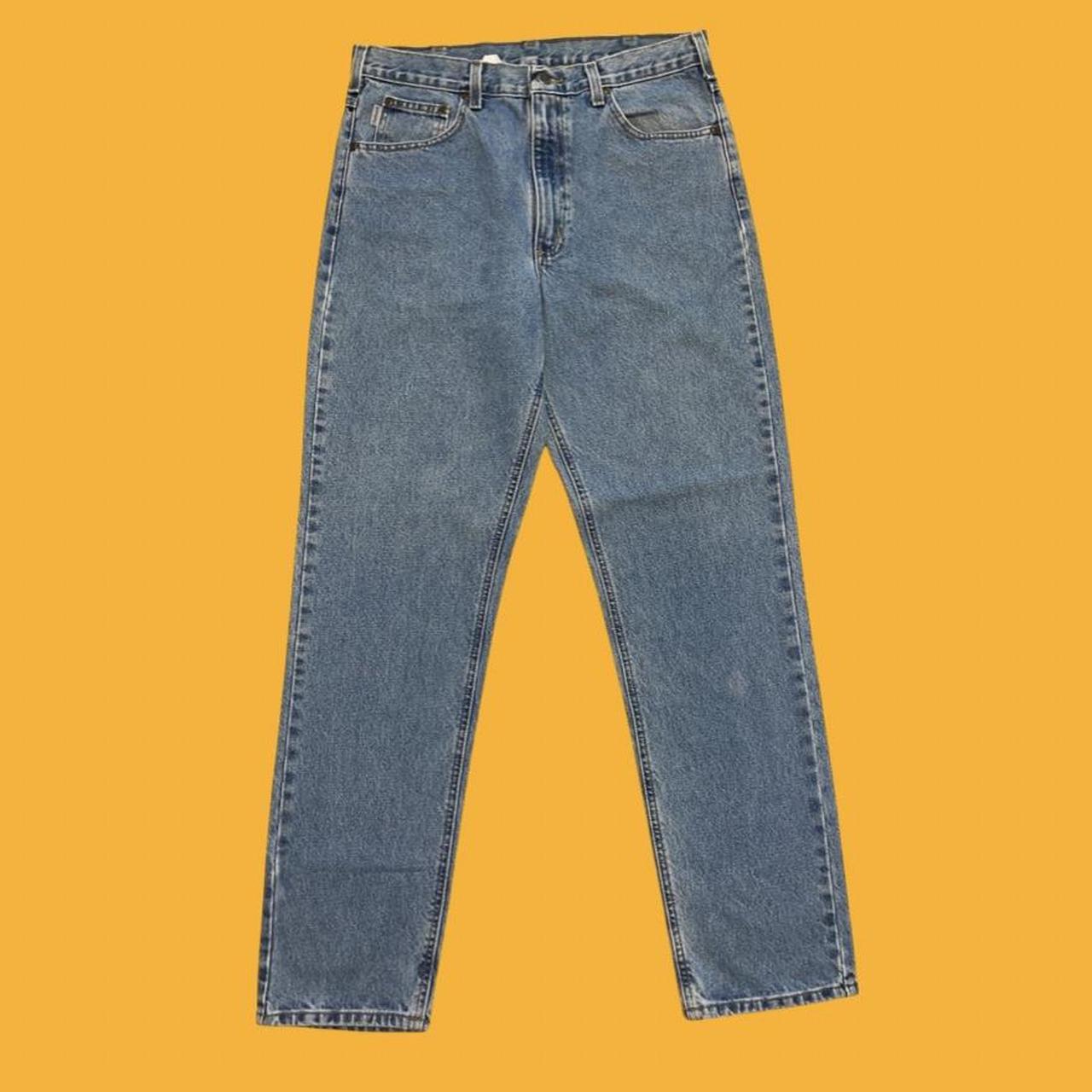 Vintage y2k 90s carhartt cargo utility blue denim... - Depop