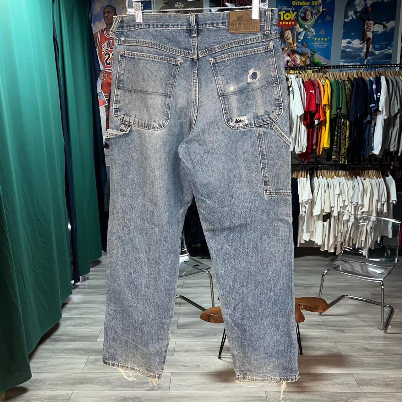 Vintage y2k 90s old mill dungaree jeans cargo... - Depop