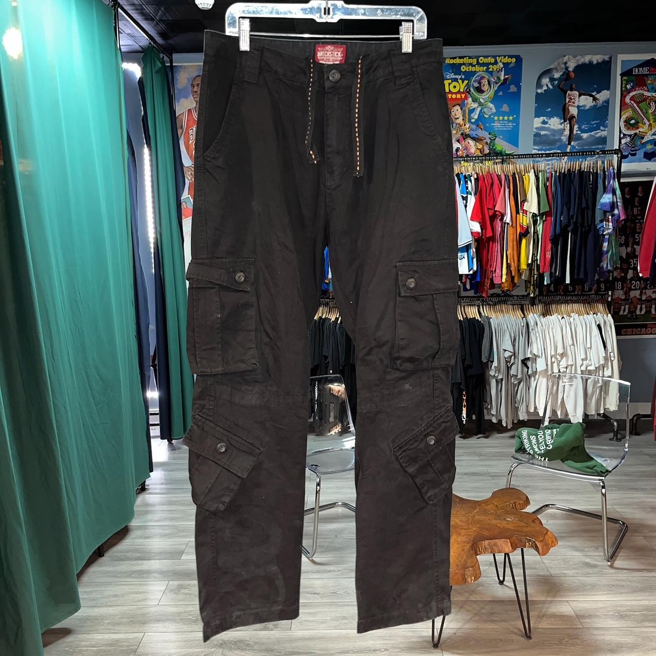 Vintage y2k black cargo cotton utility pants - Depop