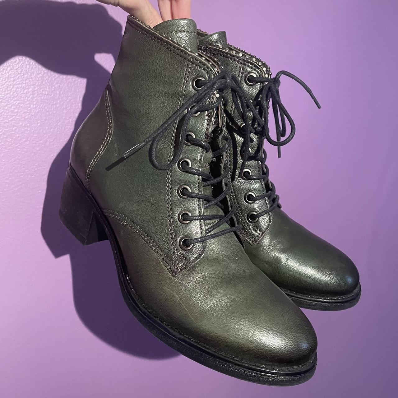 Miz Mooz Women's Green and Black Boots | Depop