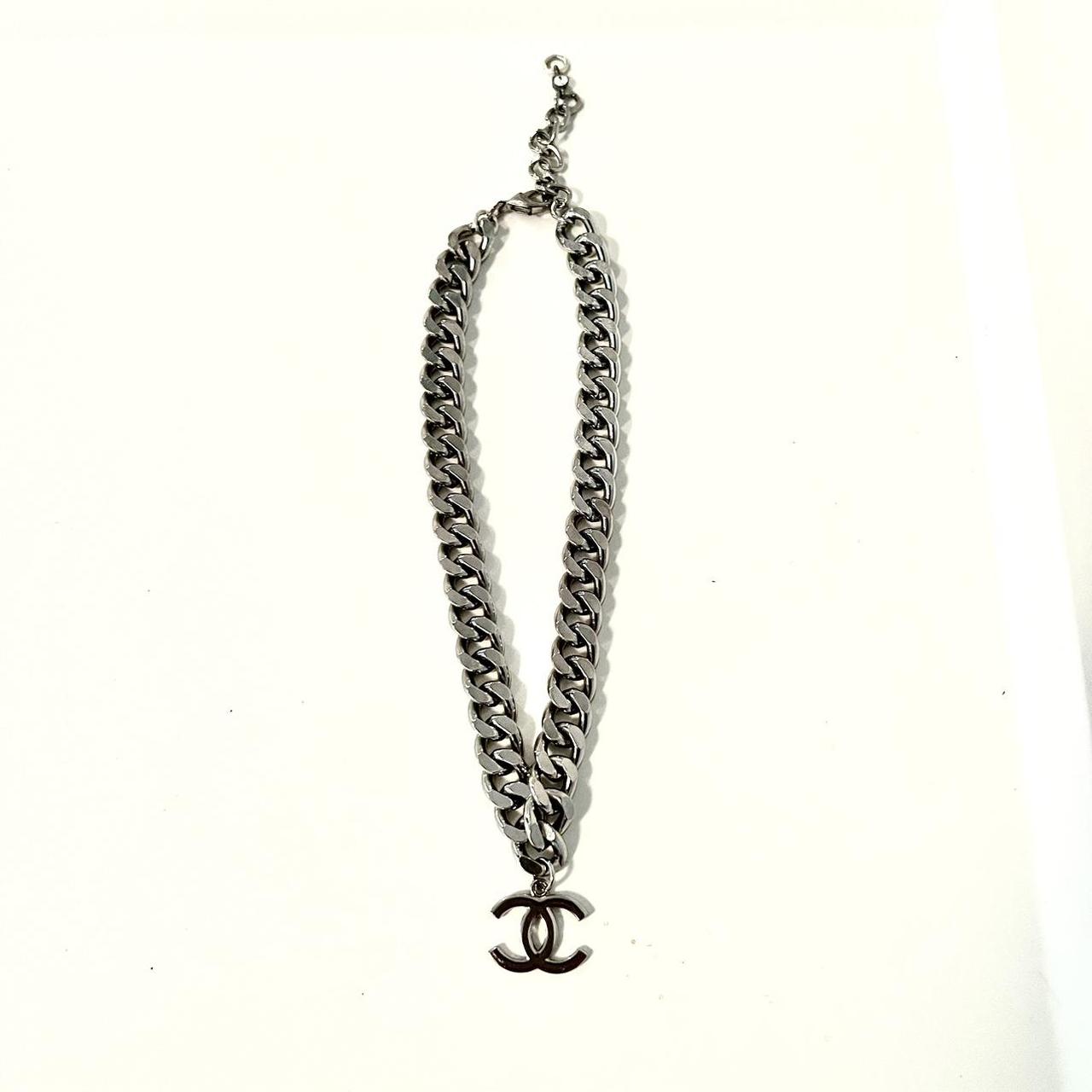Up cycled authentic Chanel zipper pull silver choker... Depop