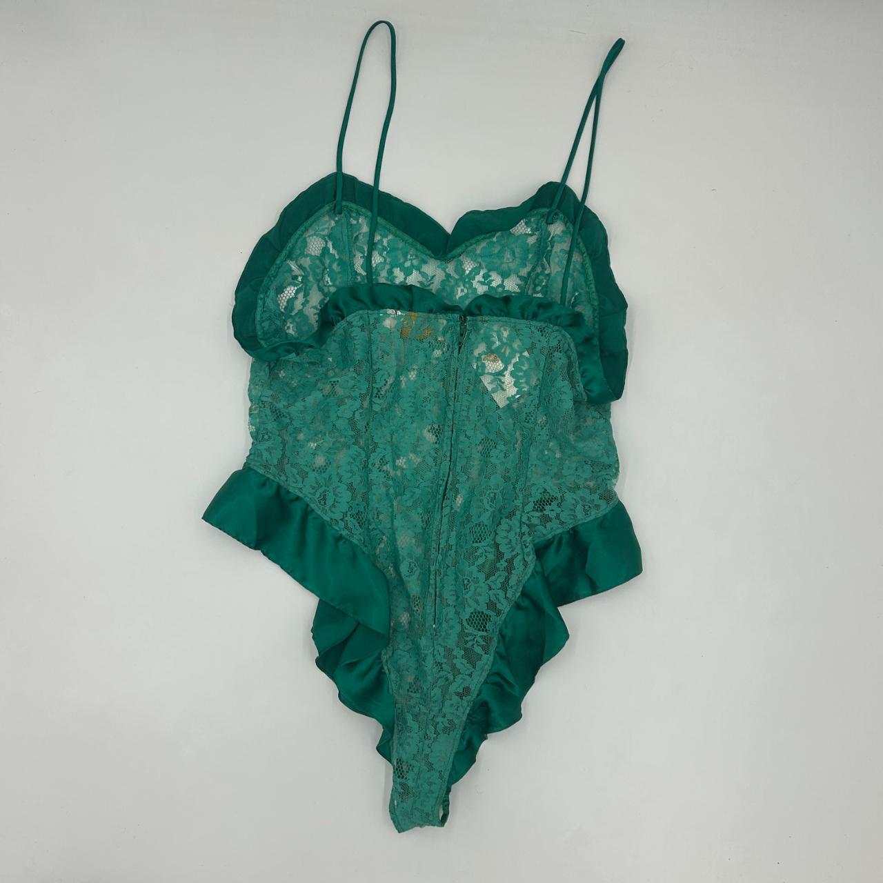 80's Victoria's Secret Sheer Lace Teddy Gold label | Depop