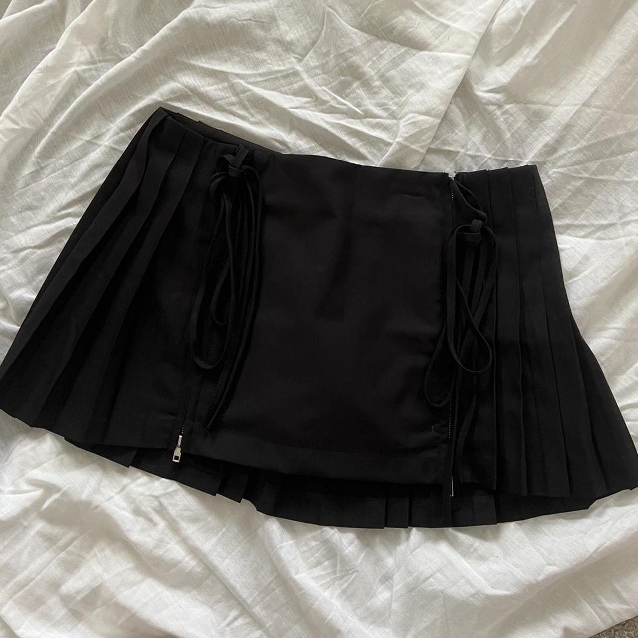 Zip up pleated miniskirt. Black. Has shorts under so... - Depop