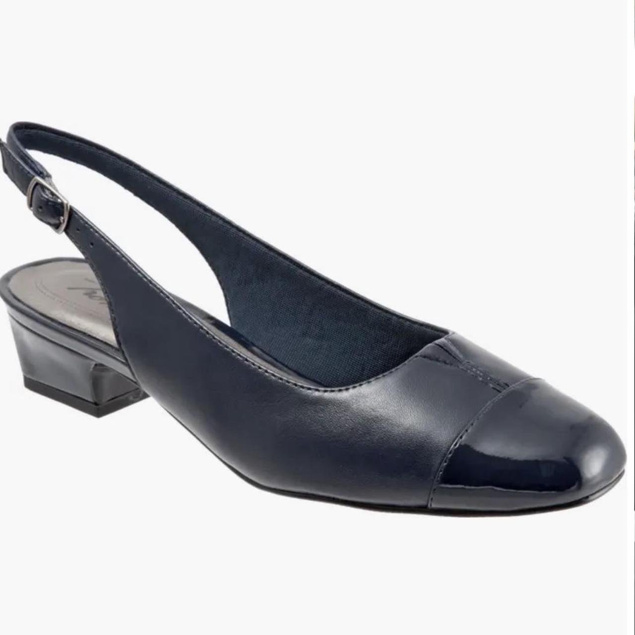 navy blue sling back shoes