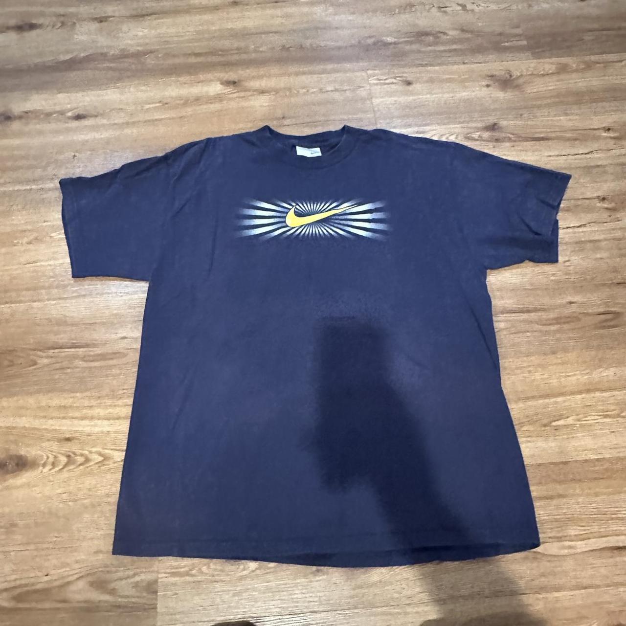 Vintage Nike Bullseye Navy / Yellow T Shirt (Size L)... - Depop