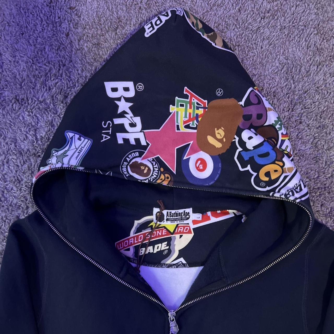 Bape patched shark discount hoodie