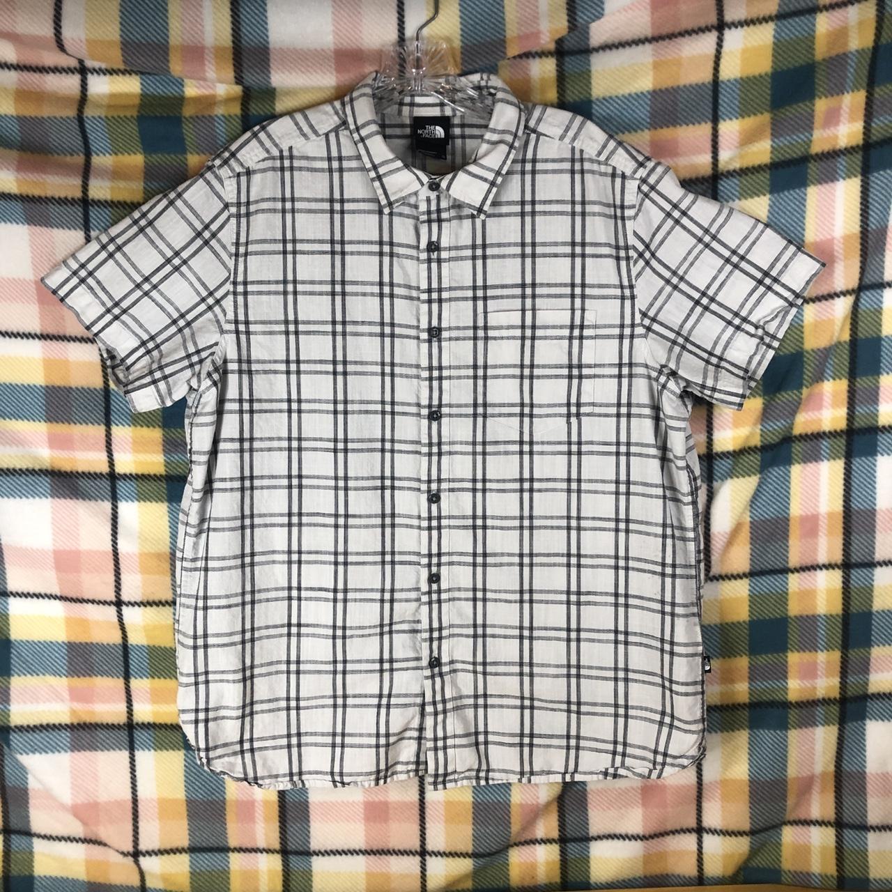 The North Face Short Sleeve Button Up Shirt White... - Depop