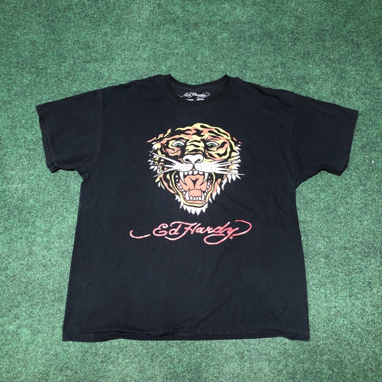 Ed Hardy Men’s T-Shirt Tiger Graphic Black Size 2XL... - Depop