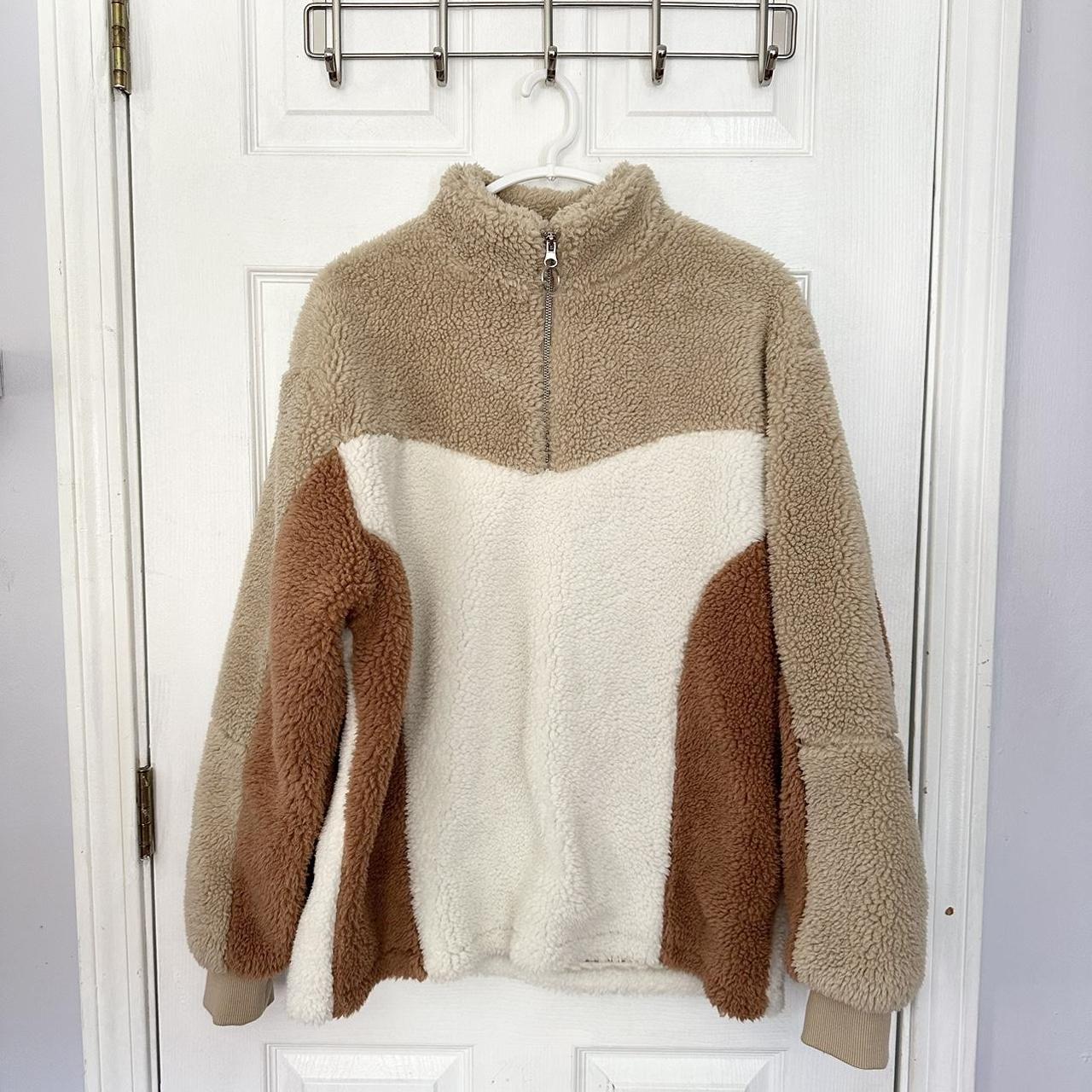 Top man Biege Fleece 3/4 Zipper Up Purchased Depop