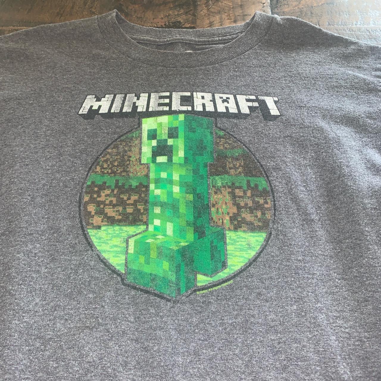 Minecraft Grey and Green T-shirt | Depop